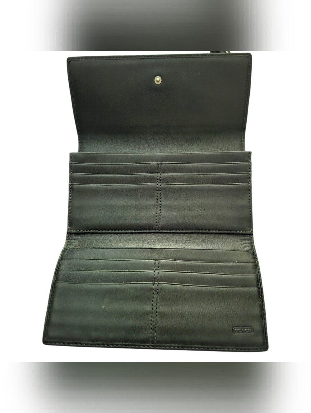 Coach Chealsea Black & Ivory Signature Stripe Continental Wallet EUC No Callouts - Picture 5 of 7